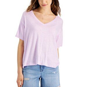Style & Co. Size Large Pink / Purple Drapey V-Neck Casual T-Shirt NWT